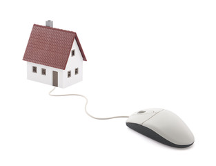 Small house connected to computer mouse