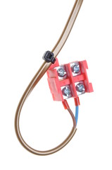 Electric cable with terminal block isolated on white background