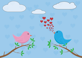 Fototapeta na wymiar Love birds - singing love song