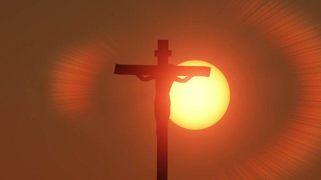 Jesus Christ crucified at sunrise