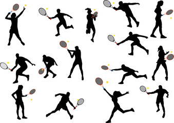 illustration of tennis players - vector