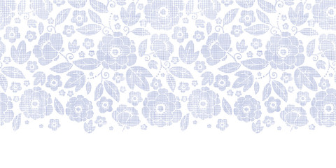 Purple textile flowers texture horizontal seamless pattern