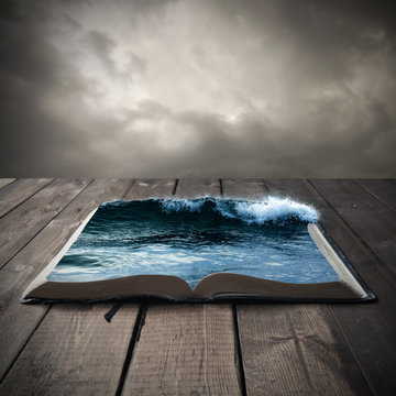Ocean on an open book