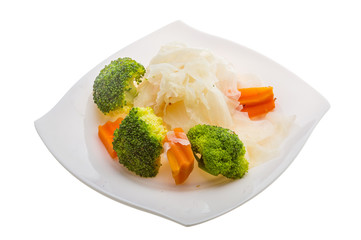 Boiled cabbage and broccoli