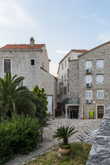 narrow streets and old houses in Budva. Montenegro