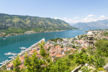 Fototapeta na wymiar View of the old Kotor Fjord and south. Montenegro