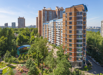 Modern residential area in Moscow. High-rise buildings