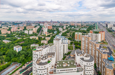 Fototapeta na wymiar Modern residential area in Moscow. High-rise buildings