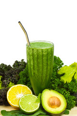 Healthy detox raw green vegetable smoothie