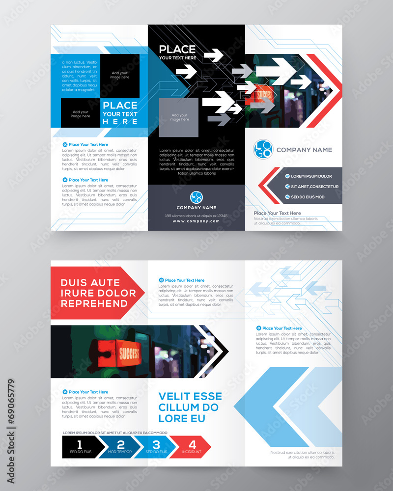 Wall mural tri fold brochure flyer design layout vector template in a4 size