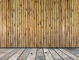 Wooden platform and wooden wall