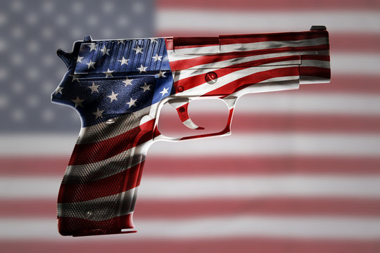 Gun and USA American flag