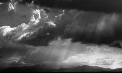 Dramatic sky with sunrays at Sabah, East Malaysia, Borneo