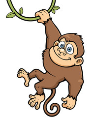Vector Illustration of Cartoon Monkey