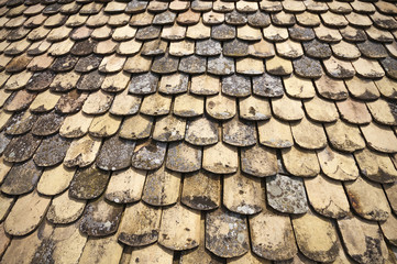 Old tiles on roof