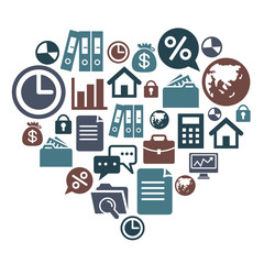 Business Icons in Heart Shape
