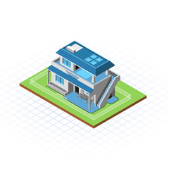 Isometric Terraced House Vector Illustration