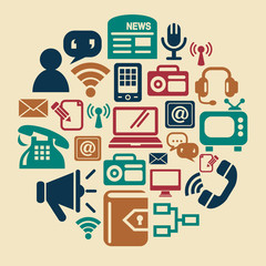 Communication Icons in Circle Shape