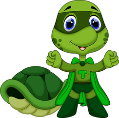 Cute super turtle cartoon