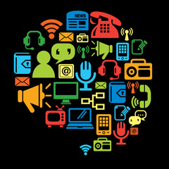 Communication Icons in Conversation Shape