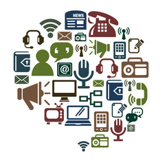 Communication Icons in Conversation Shape