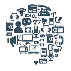 Communication Icons in Conversation Shape