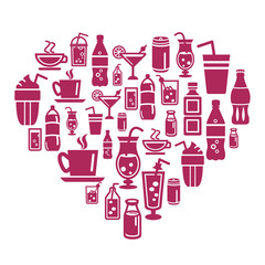 Drinks Icons in Heart Shape