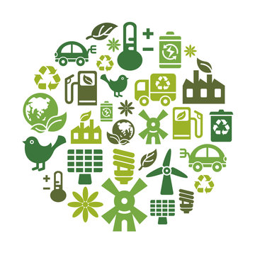 Environmental Protection Icons in Circle Shape