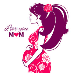 Beautiful silhouette of pregnant woman