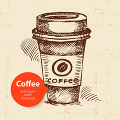 Hand drawn vintage coffee background