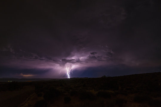 Lightning Strike at night in Canyonlands