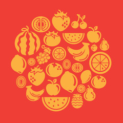 Fruits Icons in Circle Shape