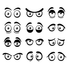 Comic Cartoon Eyes Set. Vector