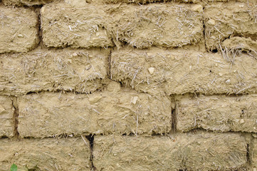 Old mud bricks wall