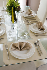 Clear white decoration table for meal