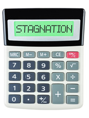 Calculator with STAGNATION on display isolated on white