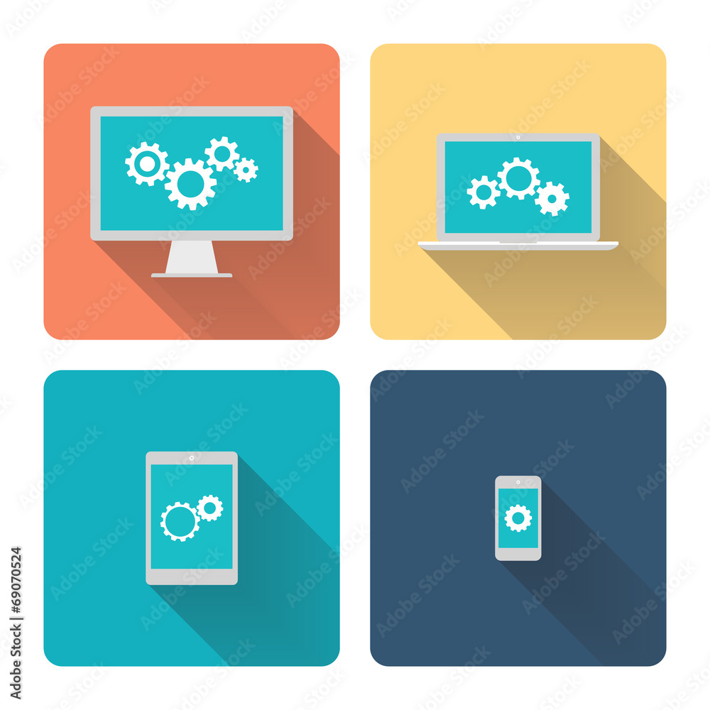 Poster Flat design illustration: computer programming.