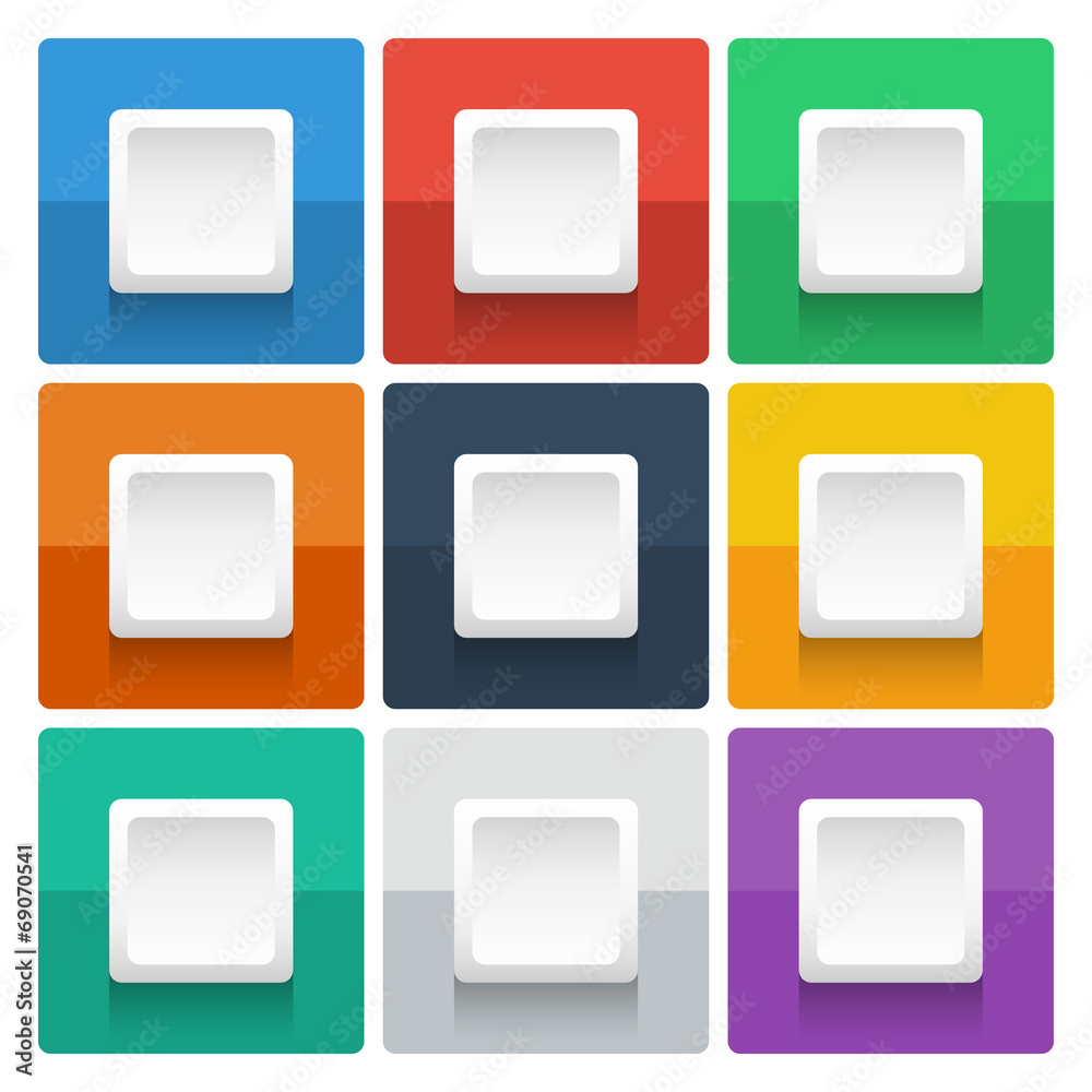 Poster square info graphic template on color background.