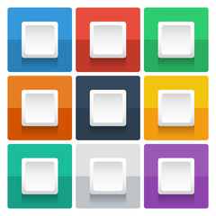 Square info graphic template on color background.