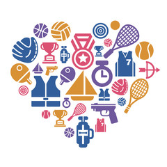 Sport Competition Icons in Heart Shape