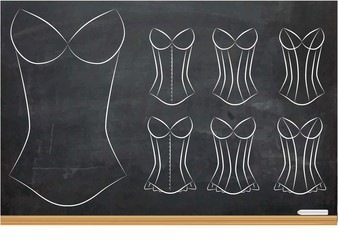 Illustration of Blank Oultines of Corsets with Different Styles