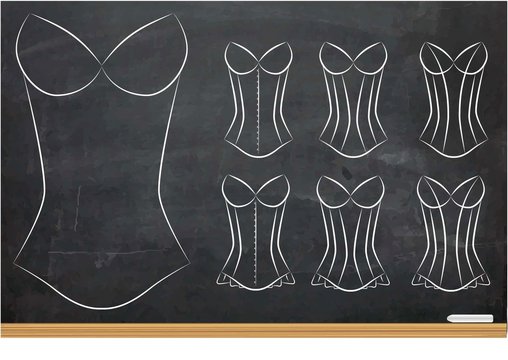 Illustration of Blank Oultines of Corsets with Different Styles