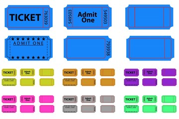 Obraz premium Various tickets set in different colours