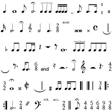 Illustrated Musical Notes Icon Set