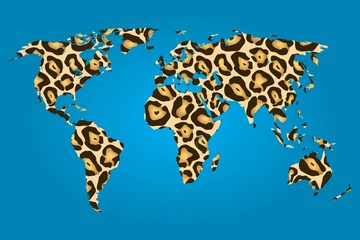 Map of the world filled with a Jaguar pattern