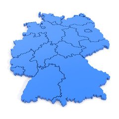 3D map of germany in blue