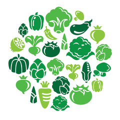 Vegetable Icons in Circle Shape