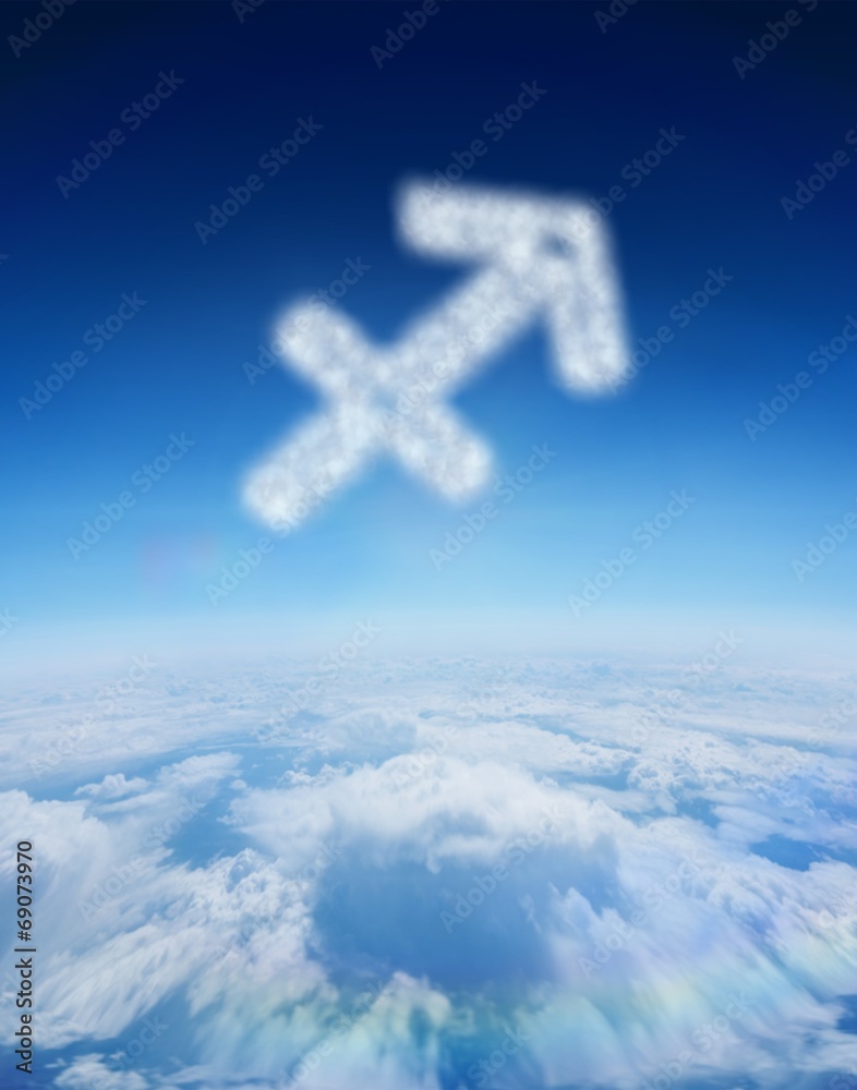 Poster composite image of cloud in shape of sagittarius star sign