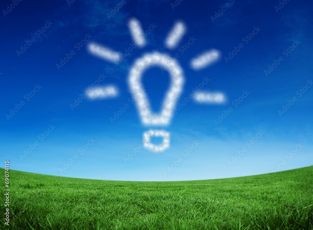Poster Composite image of cloud in shape of light bulb