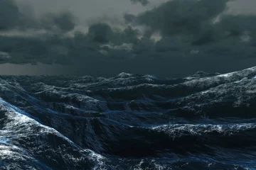 Poster Rough blue ocean under dark sky © WavebreakmediaMicro